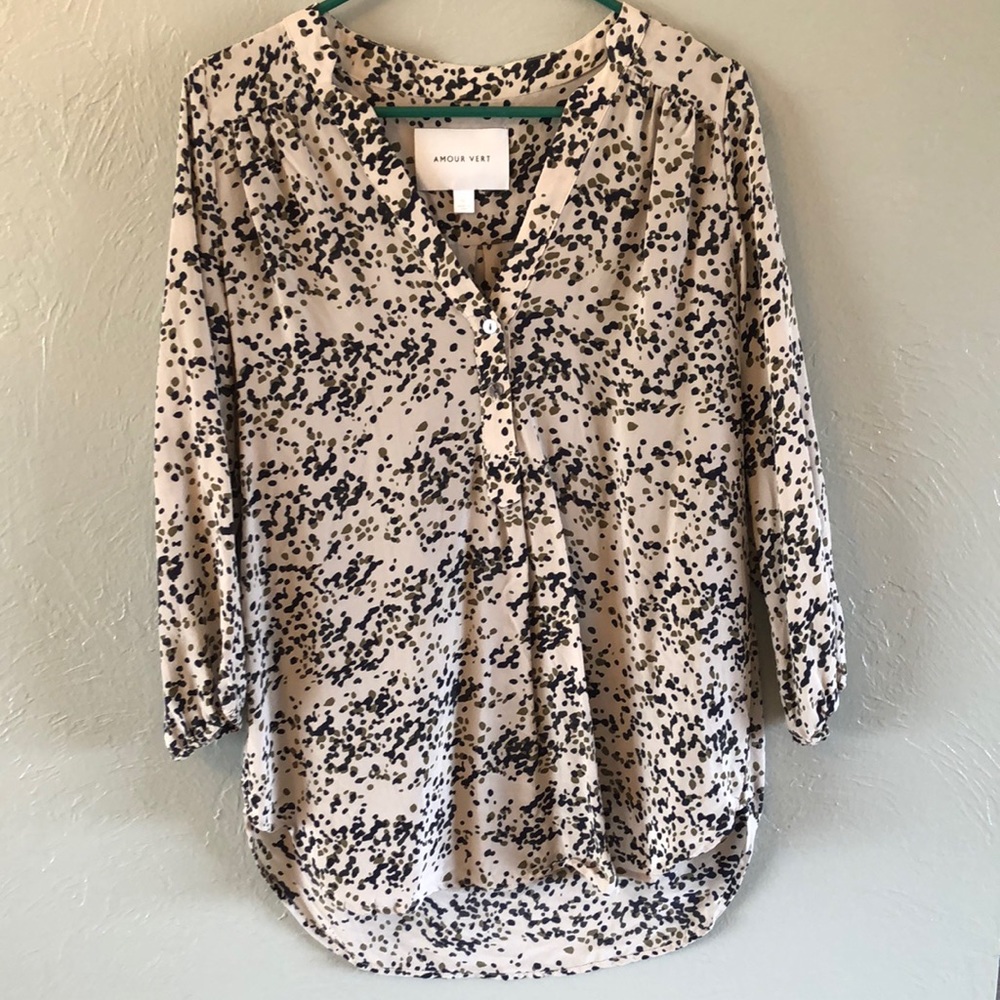 Silk 3/4 Sleeve Blouse - Amour Vert - XL